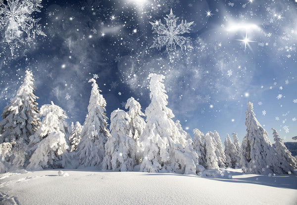 Buy Snowflake Winter Forest Pine Backdrops for Photos Online – Starbackdrop