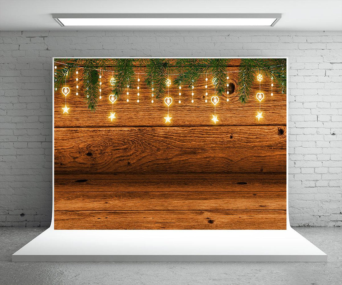 Buy Light Star Pine Branch Wood Wall Christmas Backdrop for ...