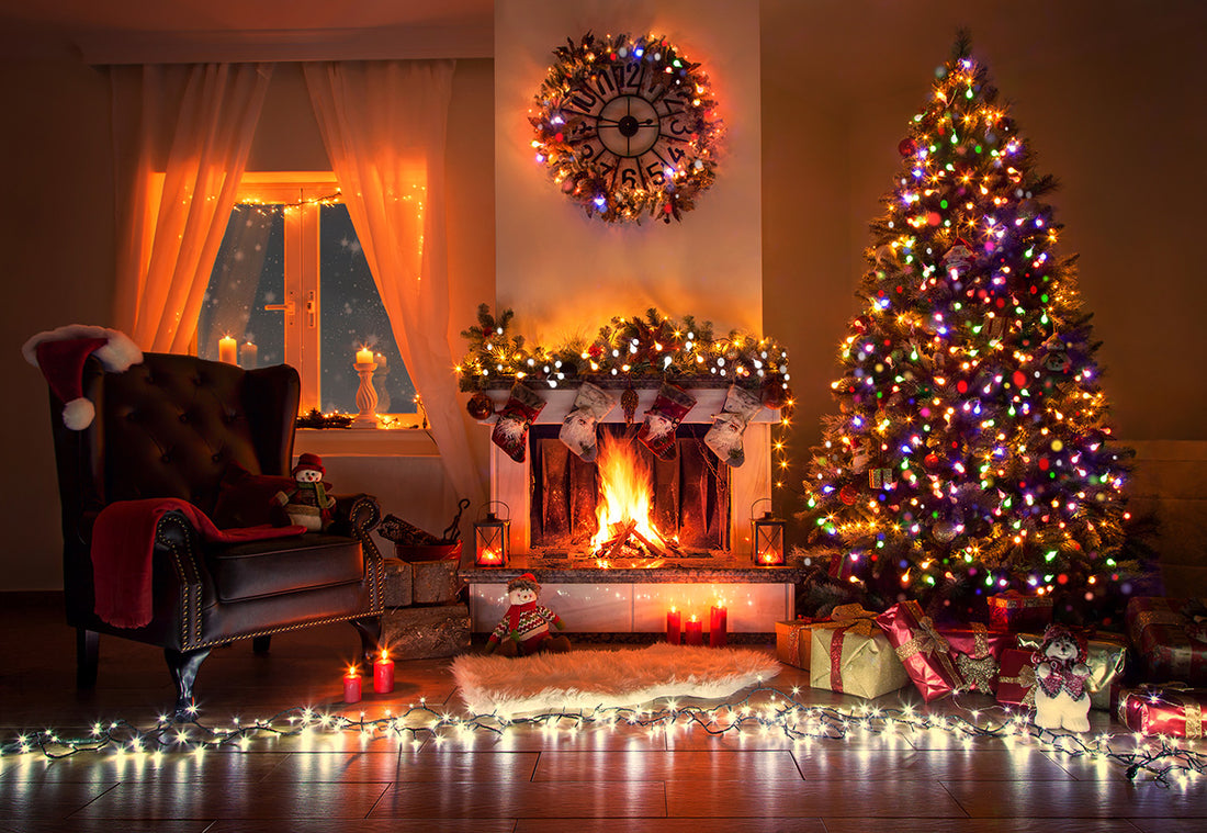 Buy Christmas Tree Fireplace Photography Backdrop Online – Starbackdrop