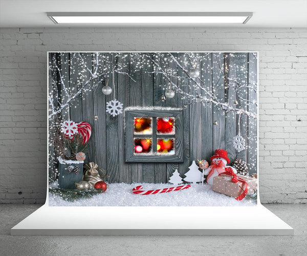 Buy Christmas Wood Wall Photography Backdrop Snowflake Background ...