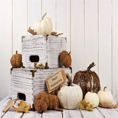 White Wooden Happy Thanksgiving Day Photo Backdrops for Studio