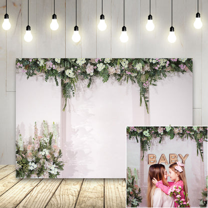 Wedding Flowers Backdrop Bridal Floral Wall White and Green Rose Photography Background Romantic Decoration Party Photo Shoot Backdrop