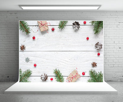 White Wood Wall Photography Backdrop Christmas Background