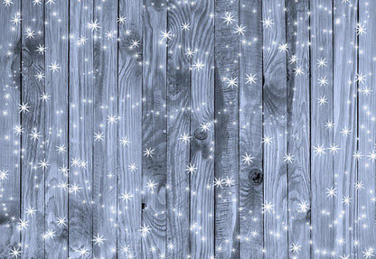 Snowflake Blue Wood Wall Photo Backdrop Christmas Background