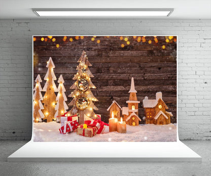 Christmas Tree Light Photography Backdrop Snow Background