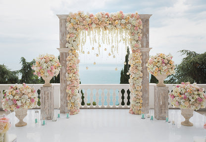 Observation Deck Rose Flowers Door Photo Backdrop for Wedding