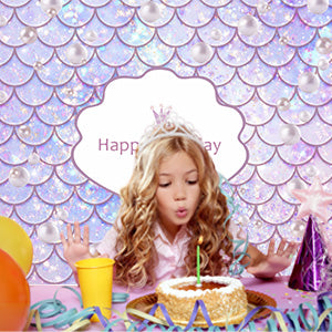 Mermaid Purple Photography Backdrop for Birthday Party