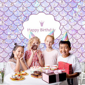 Mermaid Purple Photography Backdrop for Birthday Party