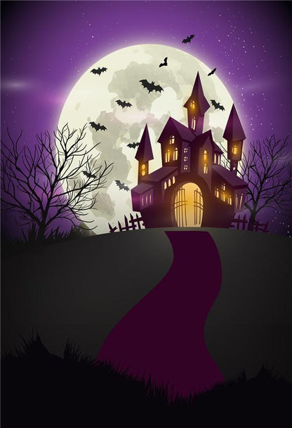 Purple Castle Halloween Backdrop for Photography