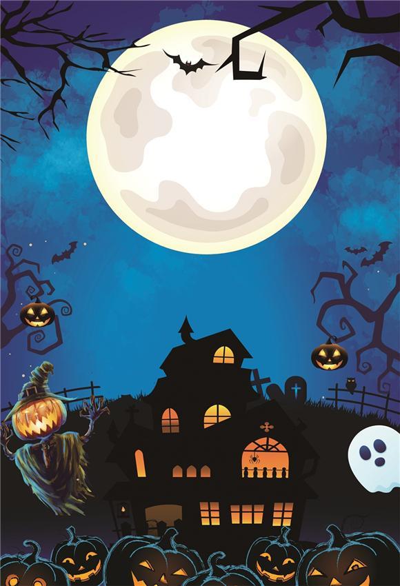 Buy Bright Pumpkin Castle Halloween Backdrops Online – Starbackdrop