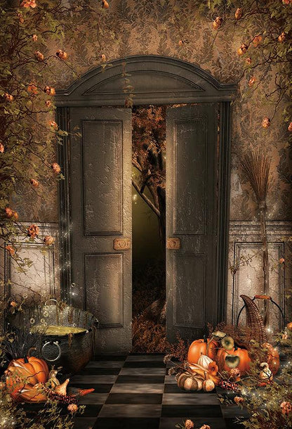 Halloween Magic Room Fall Flowers Backdrop for Photography Prop