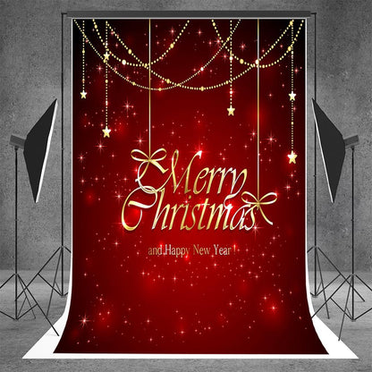 Merry Christmas Burgundy Gold Glitter Backdrop