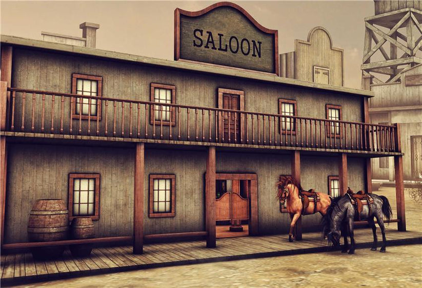 Buy West Saloon Wooden House Retro Photography Backdrops Online ...