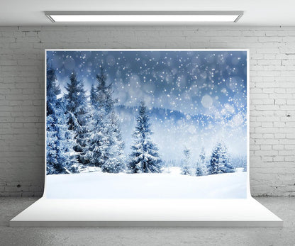 Snow Backdrop for Photography Prop Winter Forest Photo