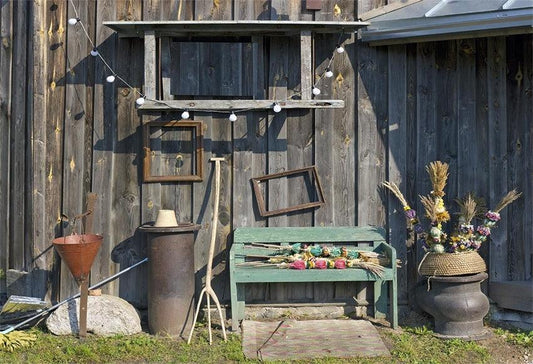 Grey Wood Barn Door Fabric Backdrops