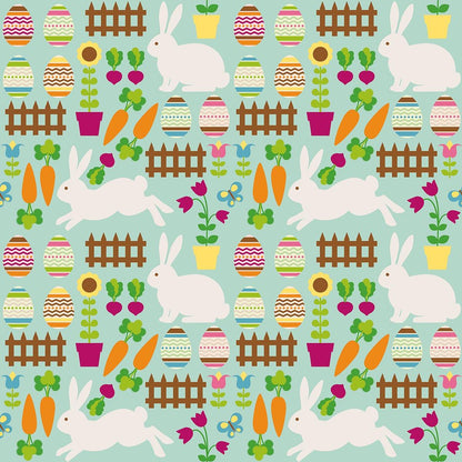 Cartoon Rabbit Carrot Happy Easter Backdrops