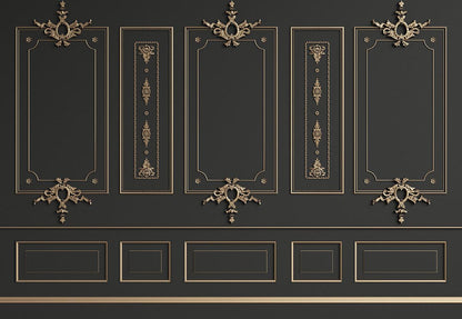 Black with Golden Edge Wall Studio Wedding Photo Booth Backdrops