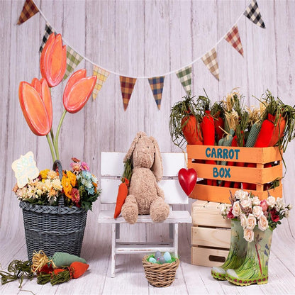 Carrot Box Flowers Spring for Easter Mini Session Backdrops