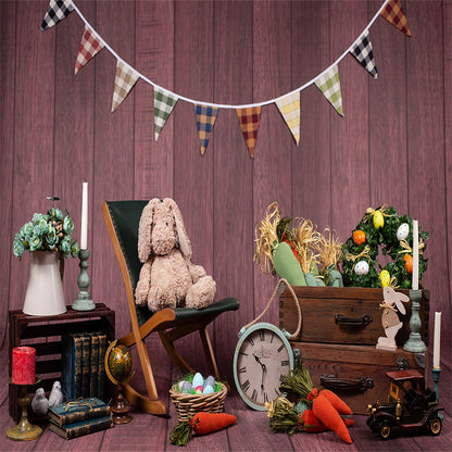 Dark Brown Wooden Rabbit Carrot Photography Backdrops