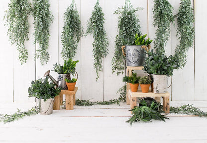 Spring Garden White Wooden Photography Backdrops for Easter