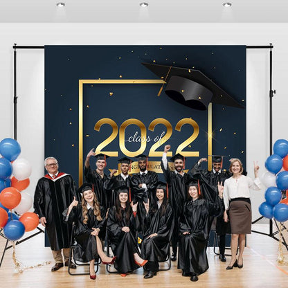 Graduation Dark Blue Background Congratulations Class of 2022 Photography Backdrop SBH0080