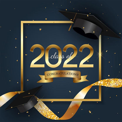 Graduation Dark Blue Background Congratulations Class of 2022 Photography Backdrop SBH0080