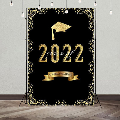 Black Background Graduation Class of 2022 Backdrop for Photography Photo Studio SBH0086