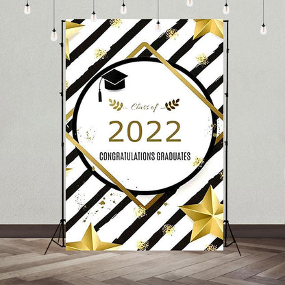 Stripe and Star Decoration Graduation Party Backdrop for Photography Graduation Party Decorations SBH0087