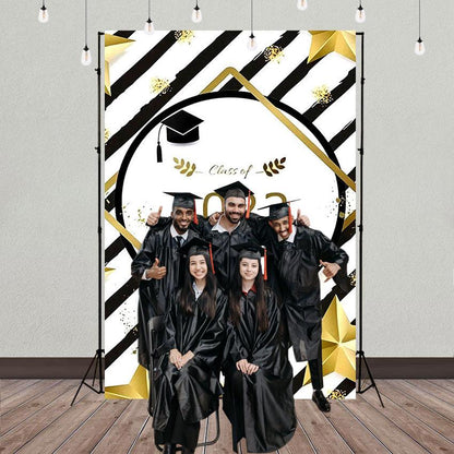 Stripe and Star Decoration Graduation Party Backdrop for Photography Graduation Party Decorations SBH0087