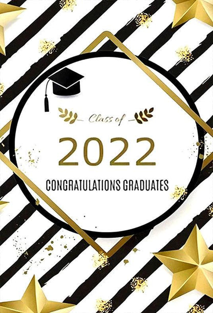 Stripe and Star Decoration Graduation Party Backdrop for Photography Graduation Party Decorations SBH0087