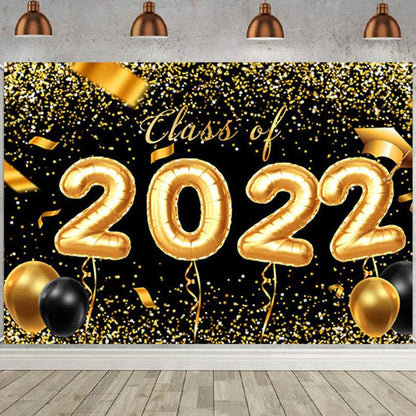 2022 Graduation Party Decoration Golden Balloon Graduates Backdrop for Photography SBH0090