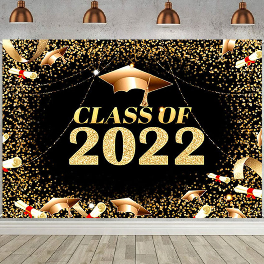 Golden Glitter 2022 College Graduation Backdrop Graduation Party Decor ...