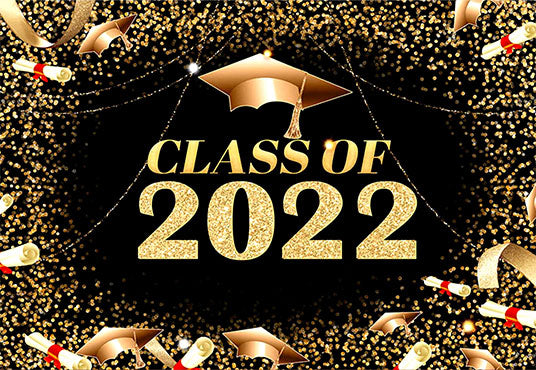Golden Glitter 2022 College Graduation Backdrop Graduation Party Decor ...