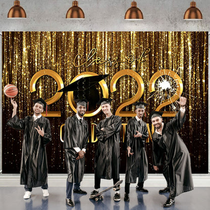 Gold Sequin Glitter Graduation Party Backdrop Background for Photography SBH0093