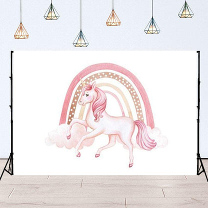 Pink Clouds Unicorn Boho Rainbow Background Backdrop for Photography SBH0131