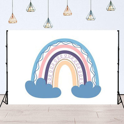 Boho Cute Rainbow White Background Kids Decoration Backdrop SBH0133