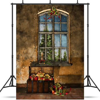 New Arrival-Retro Room Window Decorations Christmas Photography Backdrop J05992