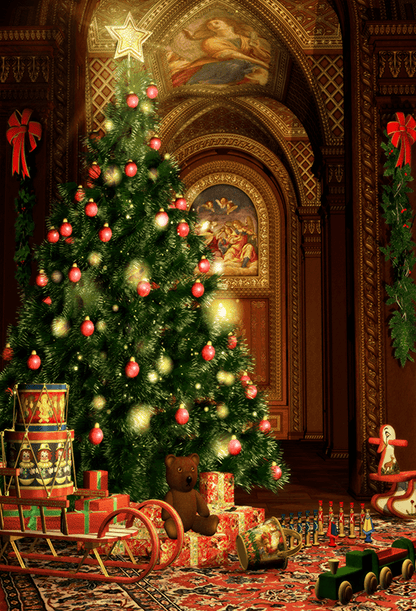 New Arrival-Gifts Under The Christmas Tree Backdrop for Photography SBH0214