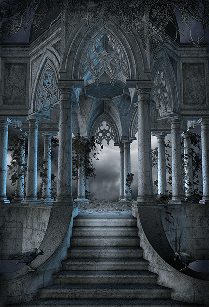 Gothic Chapel With Stairs Photography Backdrop SBH0257