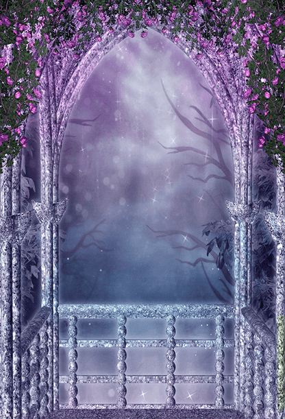 Fantasy Balcony With Pink Rose Photography Backdrop SBH0260