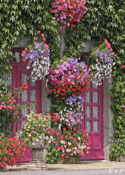 House With Flowers Backdrop for Spring Photography SBH0360