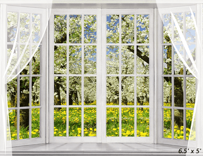 Blooming Apple Trees With Flowers Spring Photography Backdrop SBH0364