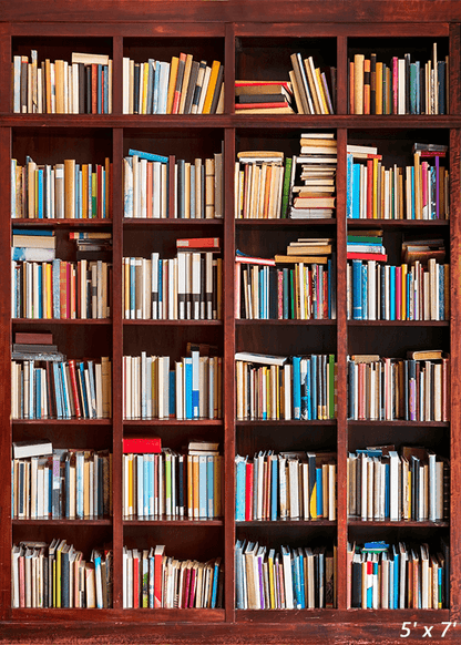 Bookshelf Filled With Books Photography Backdrop SBH0389