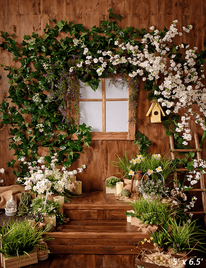 Flower Wooden House Backdrop for Spring Photography SBH0406