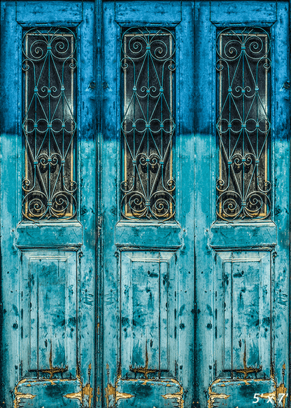 Antique Weathered Blue Door Backdrop for Photo SBH0438