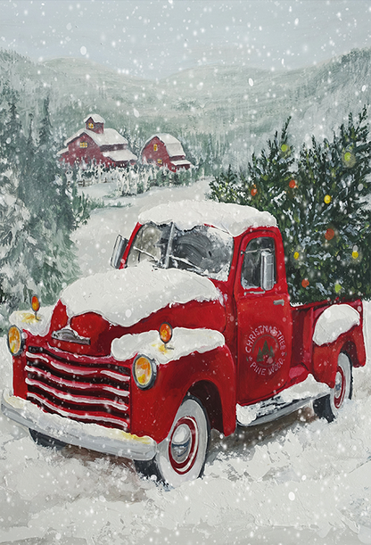 Christmas Truck Winter Snowy Landscape Backdrop SBH0461