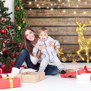 Merry Christmas Wood Wall Photo Backdrop for Photography