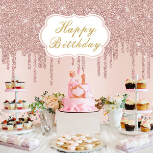 Crystal Decoration Pink Backdrop for Happy Birthday Party