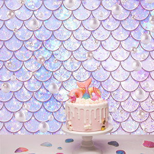 Mermaid Purple Backdrop for Birthday Baby Show Party