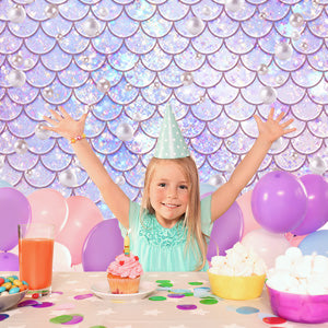 Mermaid Purple Backdrop for Birthday Baby Show Party